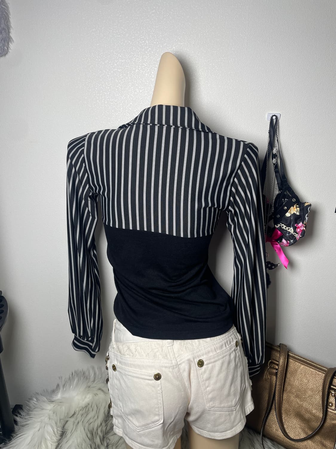 빈티지 갸루 스트라이프 탑 상품이미지4