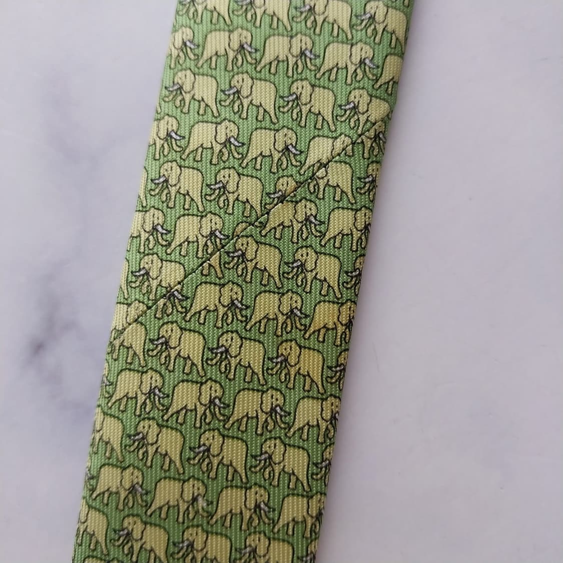 짐톰슨 넥타이 연두 코끼리 패턴 A+~A등급 K2490 상품이미지10