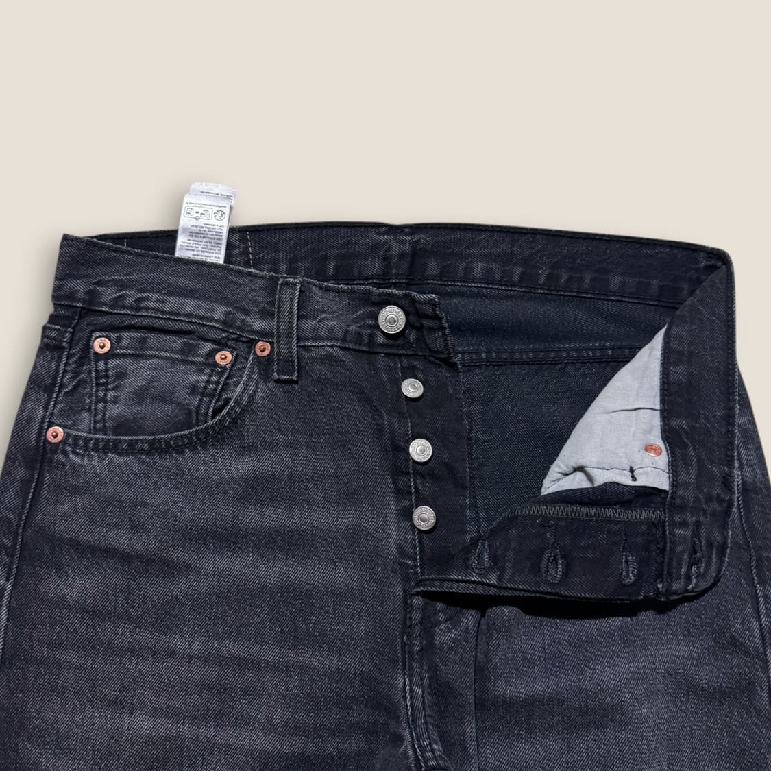 리바이스 501 워싱 흑청 데님 팬츠 31 상품이미지2