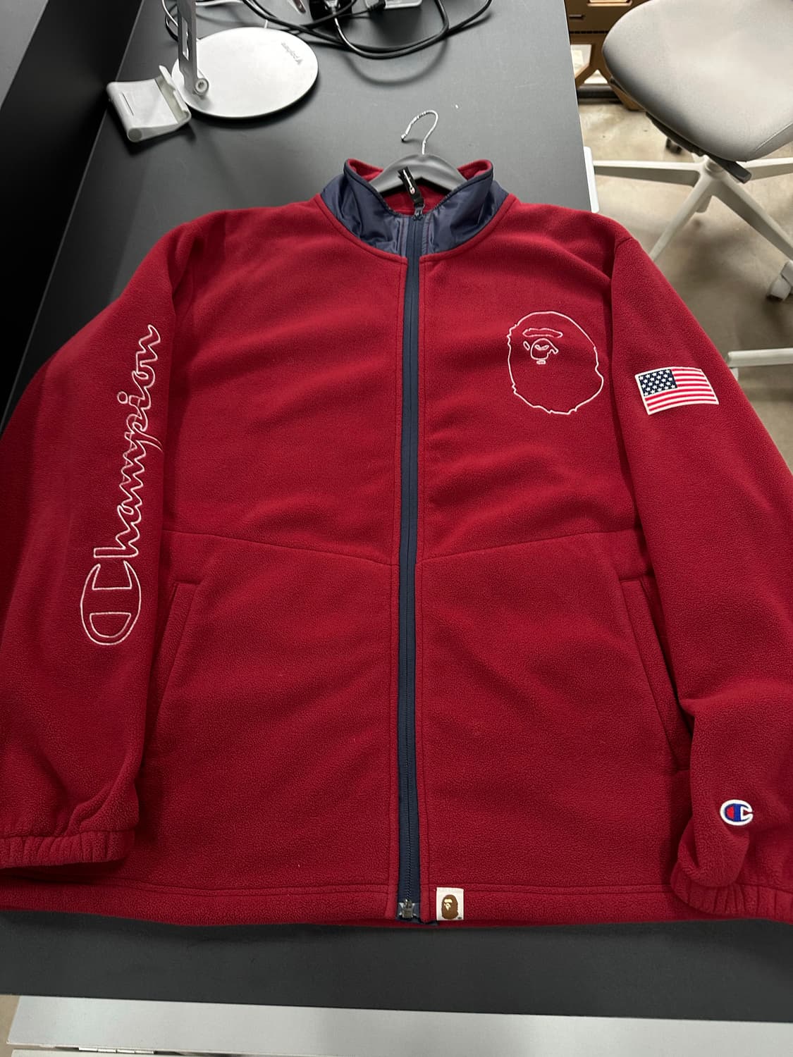 베이프 x 챔피온 17FW 사루 성조기 플리스집업 상품이미지5