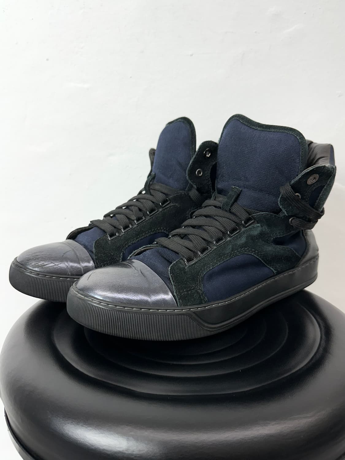 Lanvin Suede & Patent High-Top Sneakers 상품이미지4