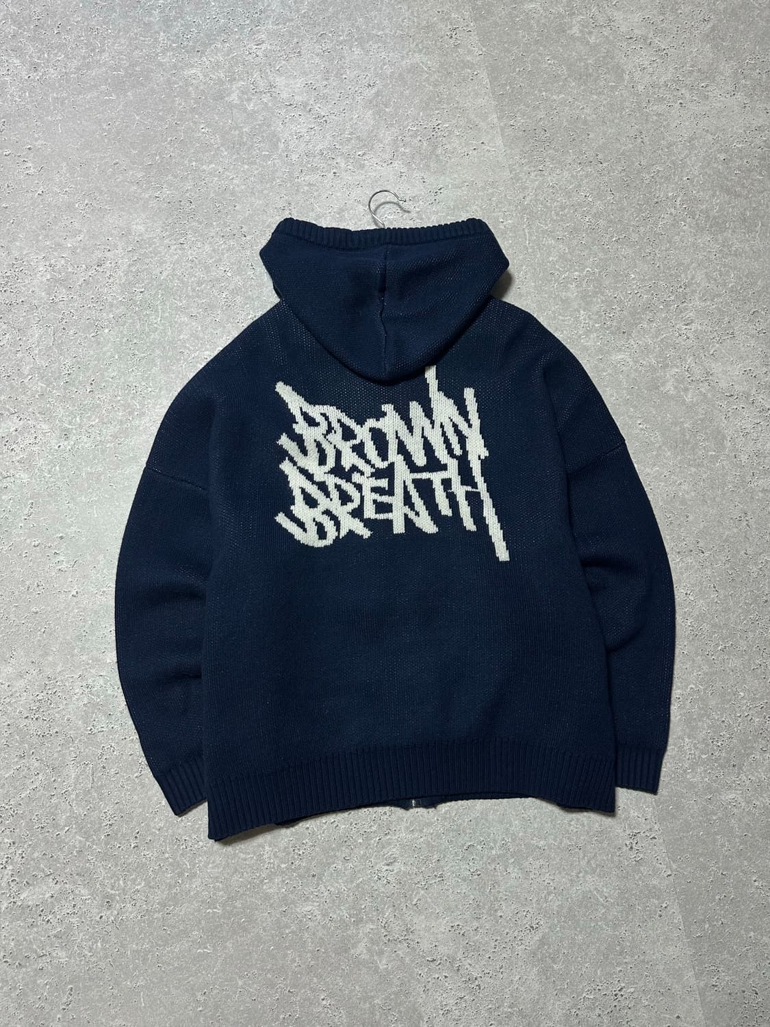 브라운브레스 빅로고 네이비 니트 후드집업 상품이미지1