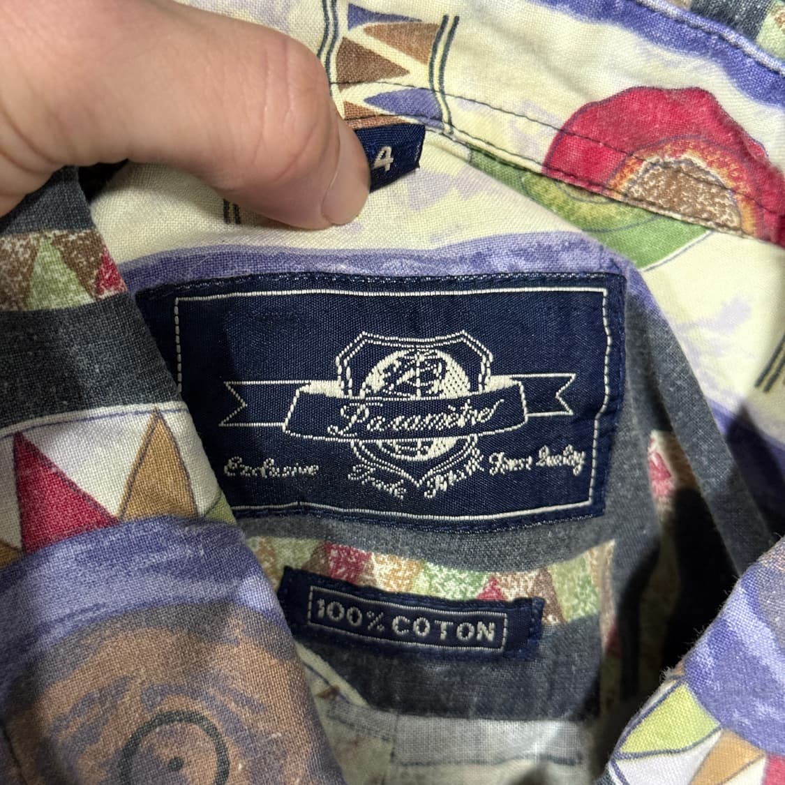 VTG 빈티지 에스닉 기하학 패턴 원포켓 코튼 긴팔 셔츠 상품이미지5