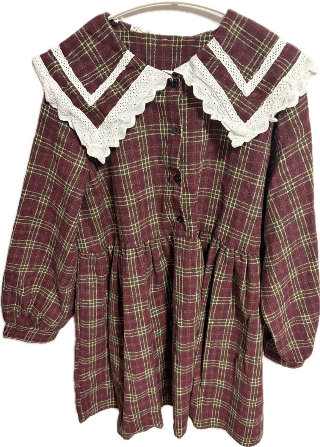 빈티지 레드 체크 원피스 상품이미지1