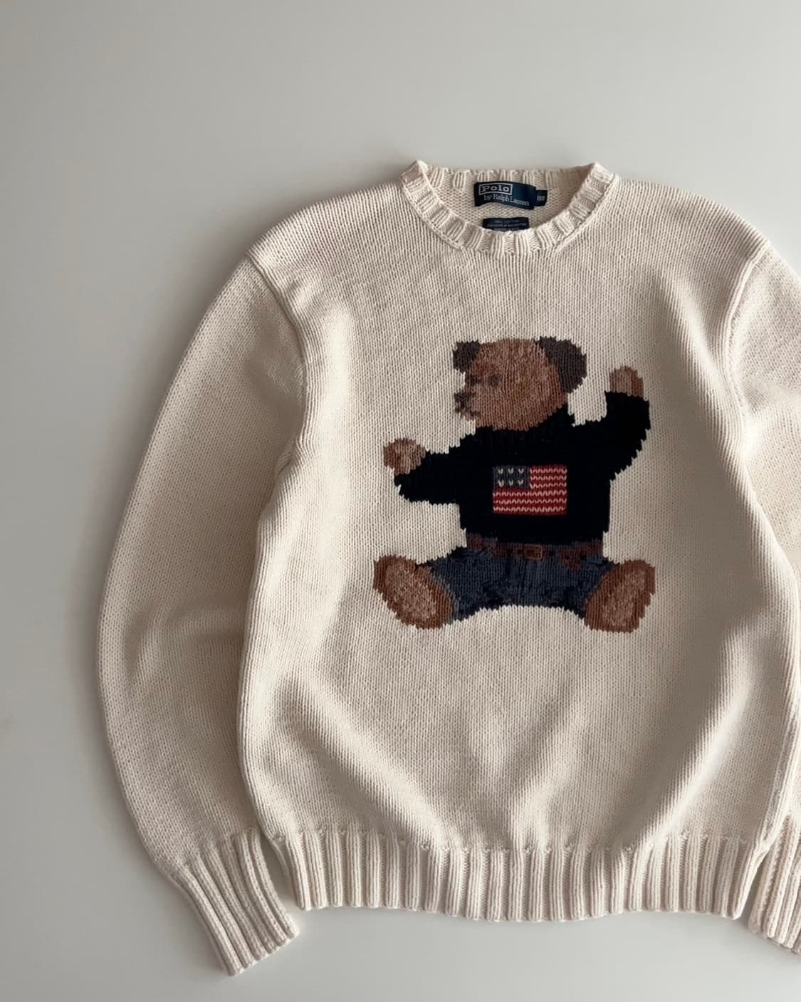 90s 폴로 랄프로렌 싯다운 베어 니트 100  상품이미지5