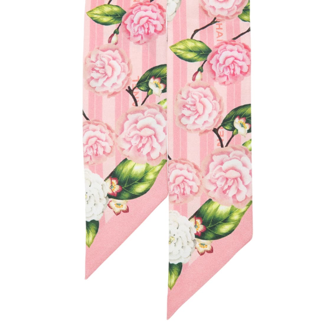 샤넬 스카프 실크 헤어밴드 핑크 까멜리아 플라워 방도 AAB695 상품이미지4