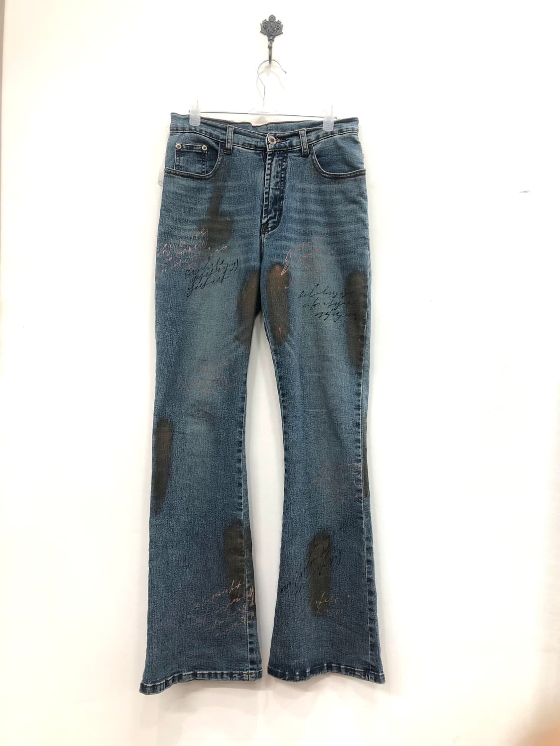 glitter lettering bootcut denim pants  상품이미지5