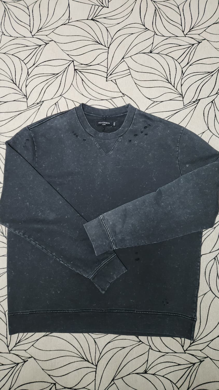 올세인츠 스톤워싱 데미지드 맨투맨 세미오버핏 L 105 상품이미지1