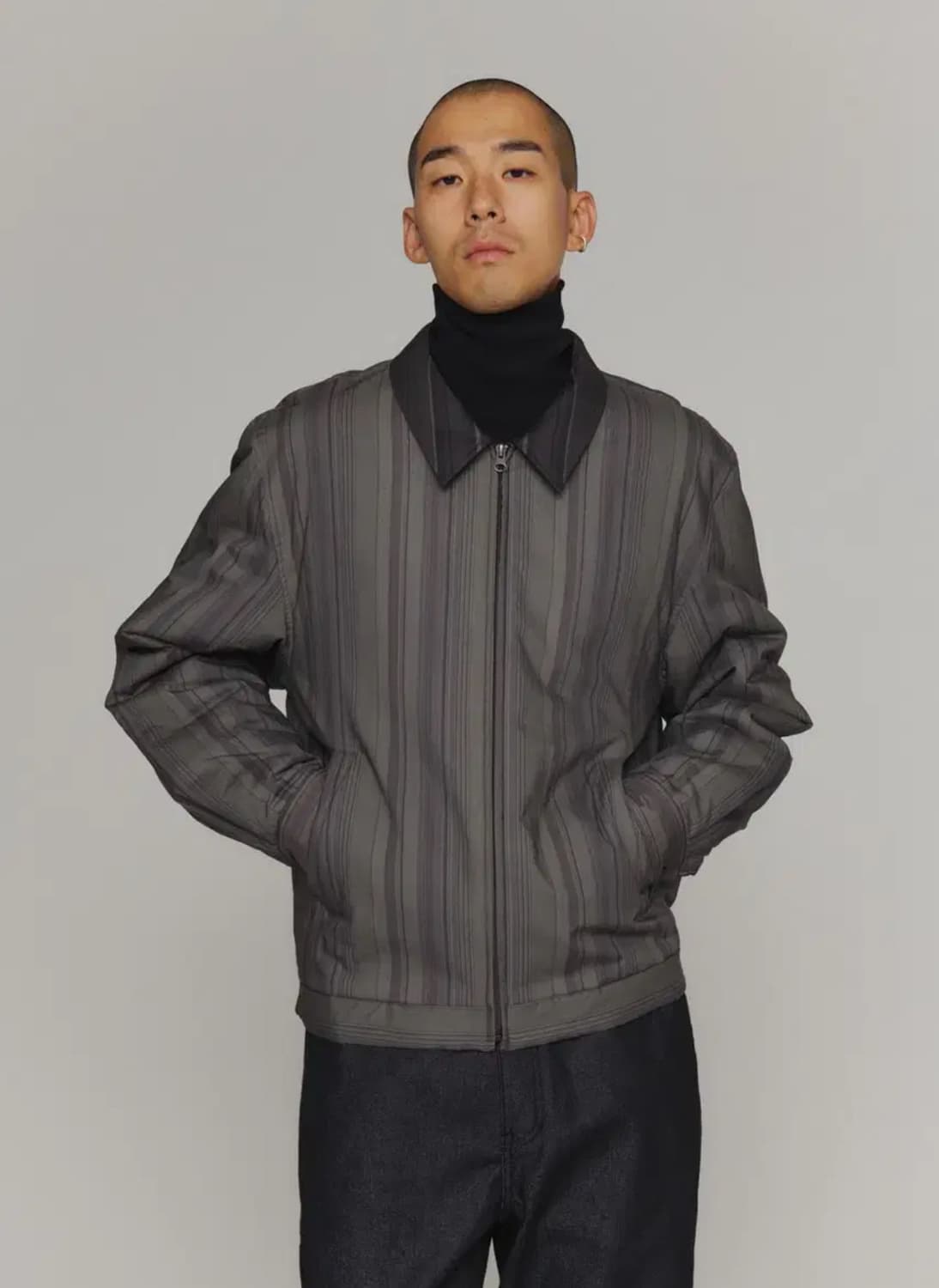 [L] 아모멘토 Amento 코튼 스트라이프 집업 자켓 팝니다 상품이미지1