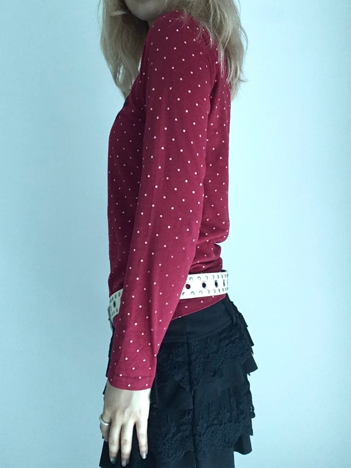jpn vintage red dot lettering long sleev 상품이미지3