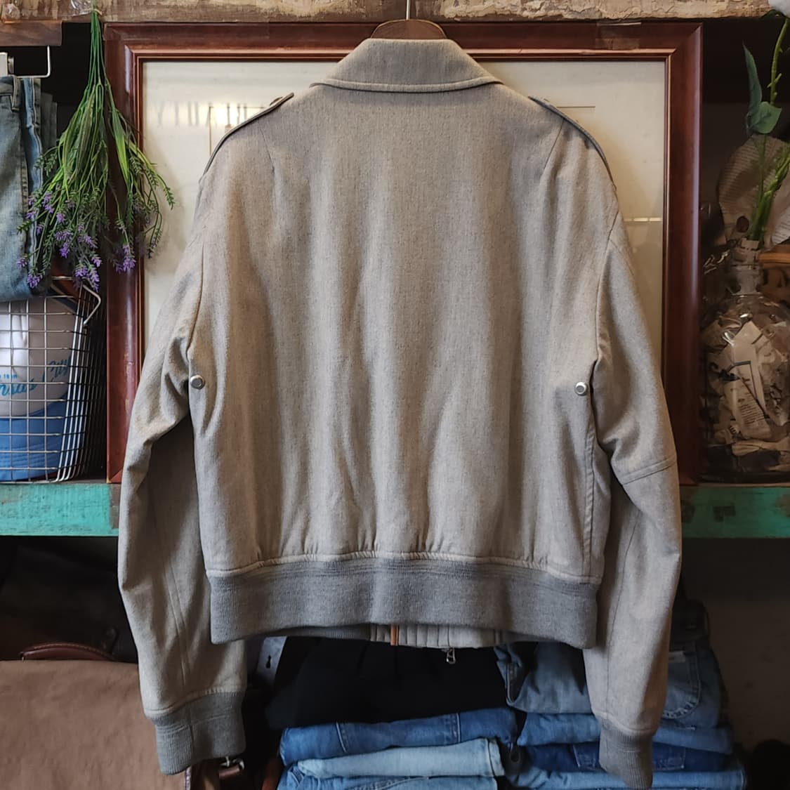 폴로 이태리 바이커 봄버 자켓 밀리터리 블루종 라이트 그레이 xl 상품이미지3