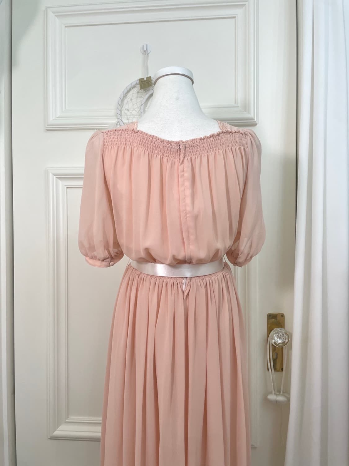 coral shirring under embroidery chiffon 상품이미지4
