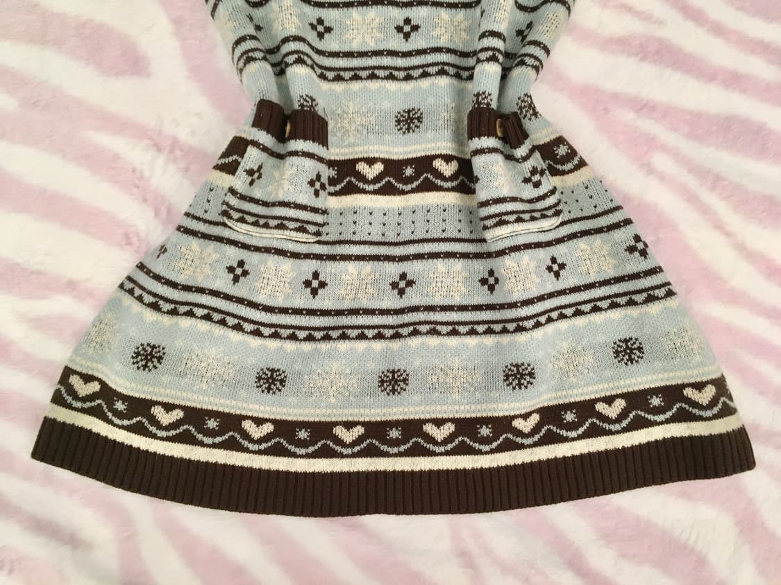 베이비블루 초코 눈꽃 리본 니트 탑 라떼갸루 노르딕 상품이미지4