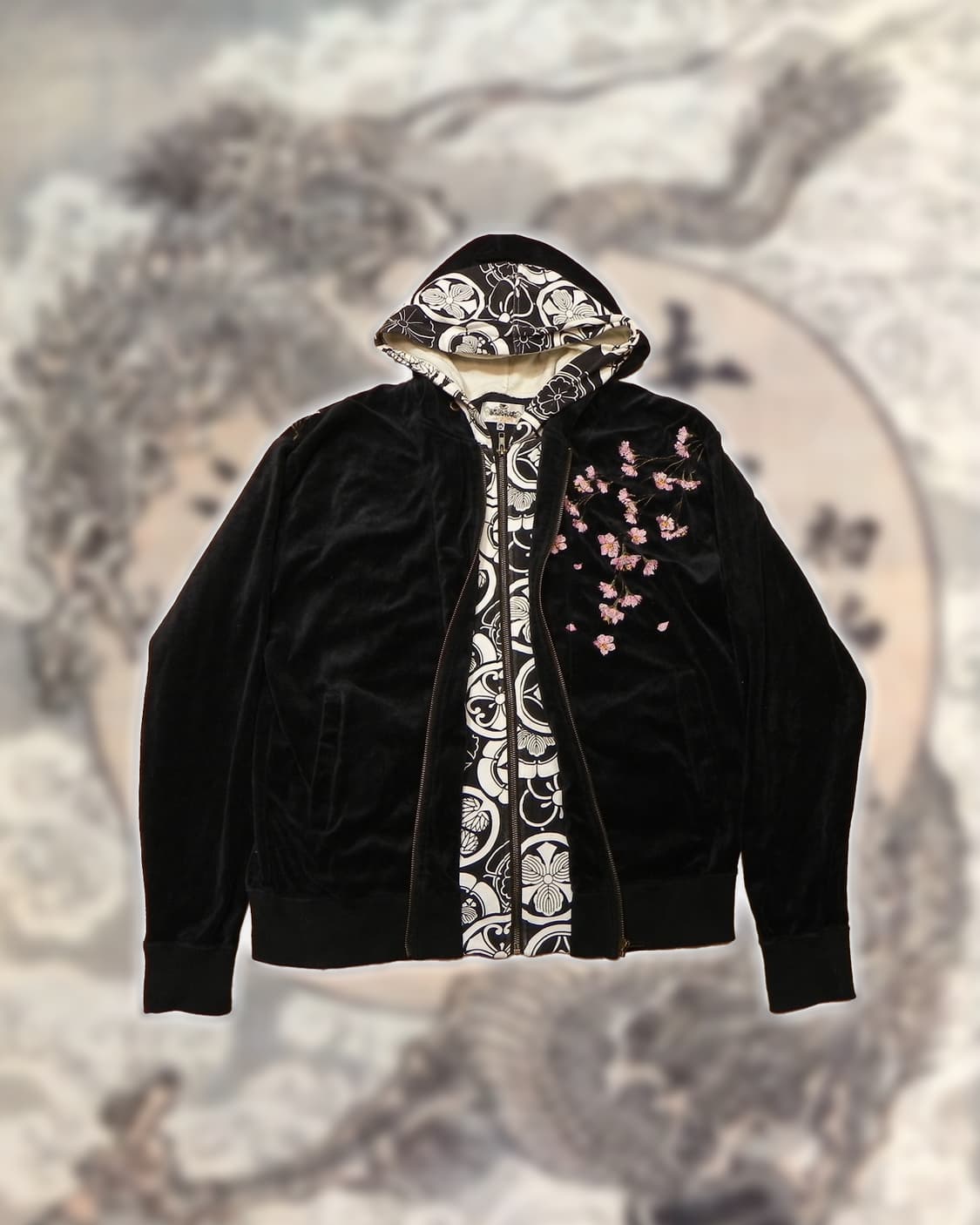 카라쿠리타마시 더블지퍼 후드 상품이미지1