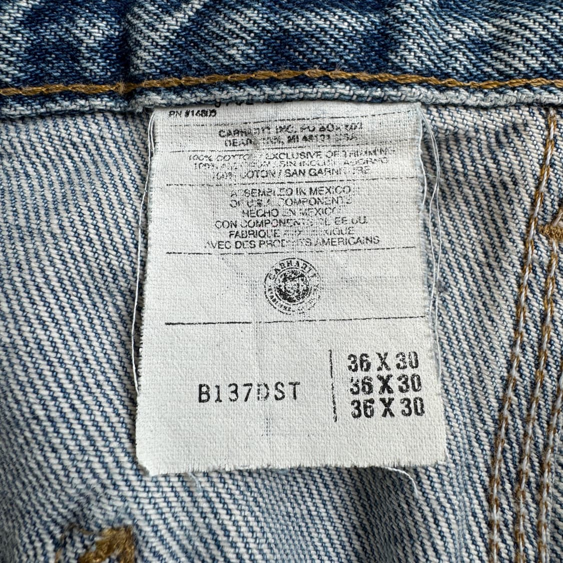 칼하트 OG 가죽패치 카펜터 워크 와이드 데님팬츠 상품이미지8