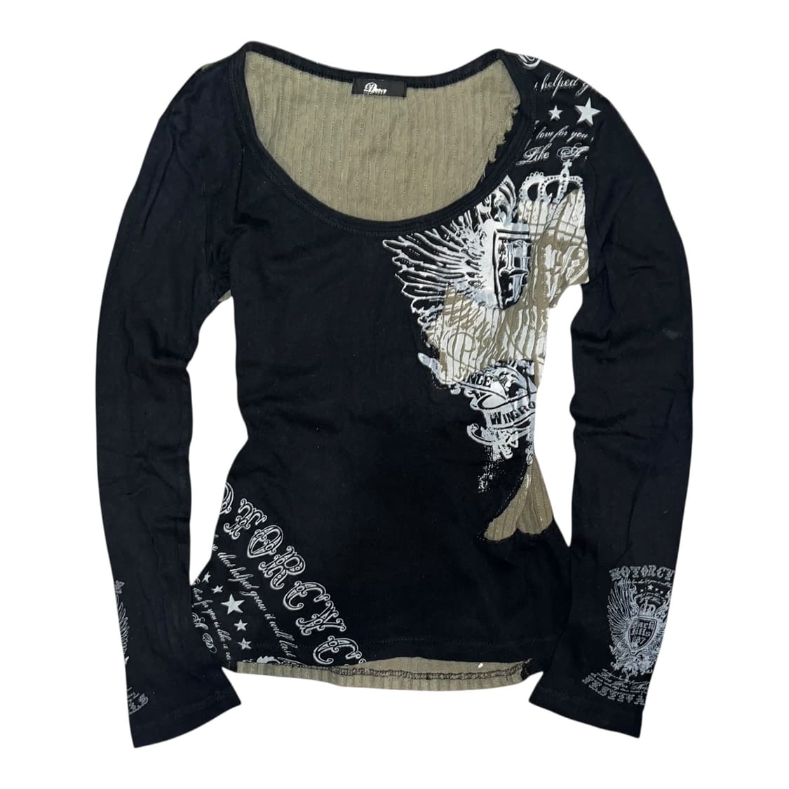 Durer 십자 골지 프린팅 긴팔티 펑크y2k갸루 상품이미지3