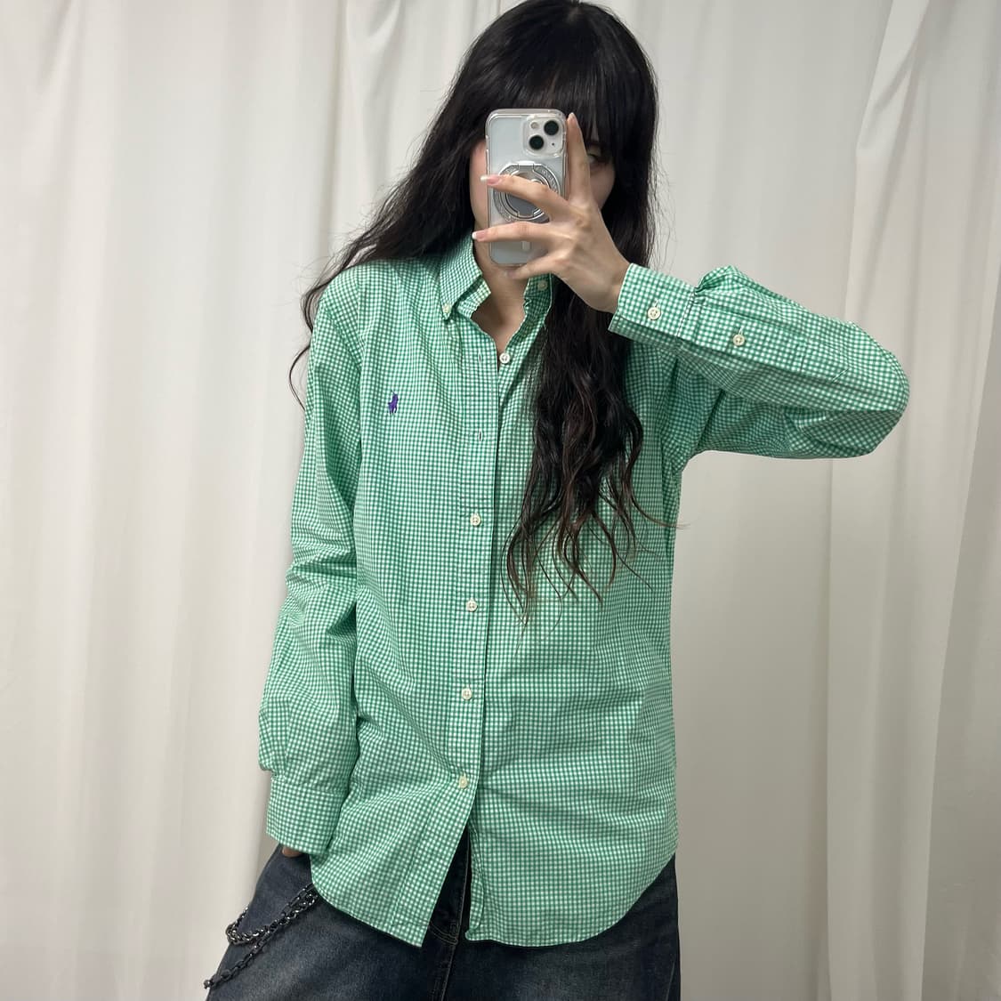 Polo green gingham check shirt  상품이미지2