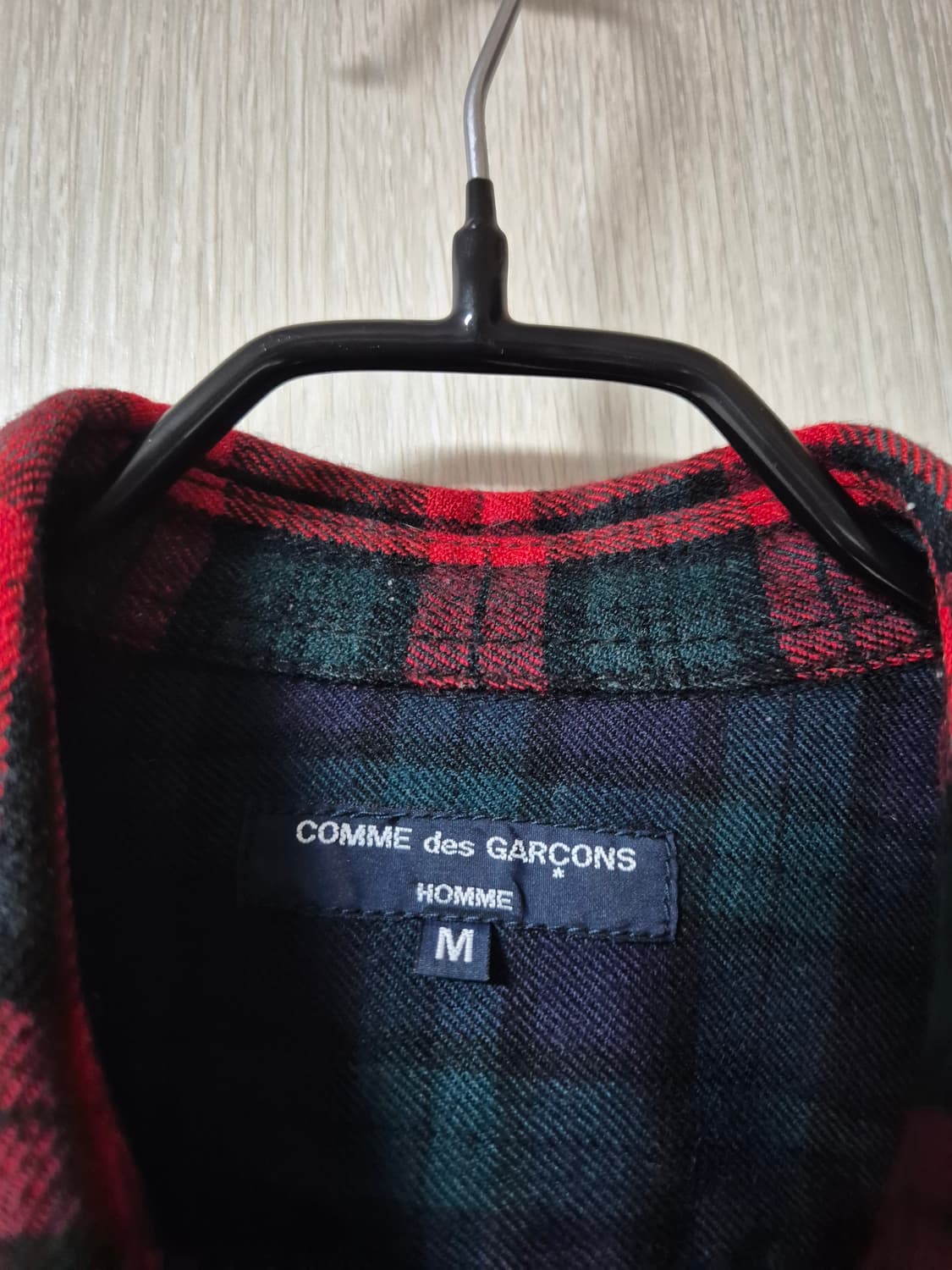 (정품) 꼼데가르송 옴므 울 체크셔츠 패치워크 남방 M 상품이미지8