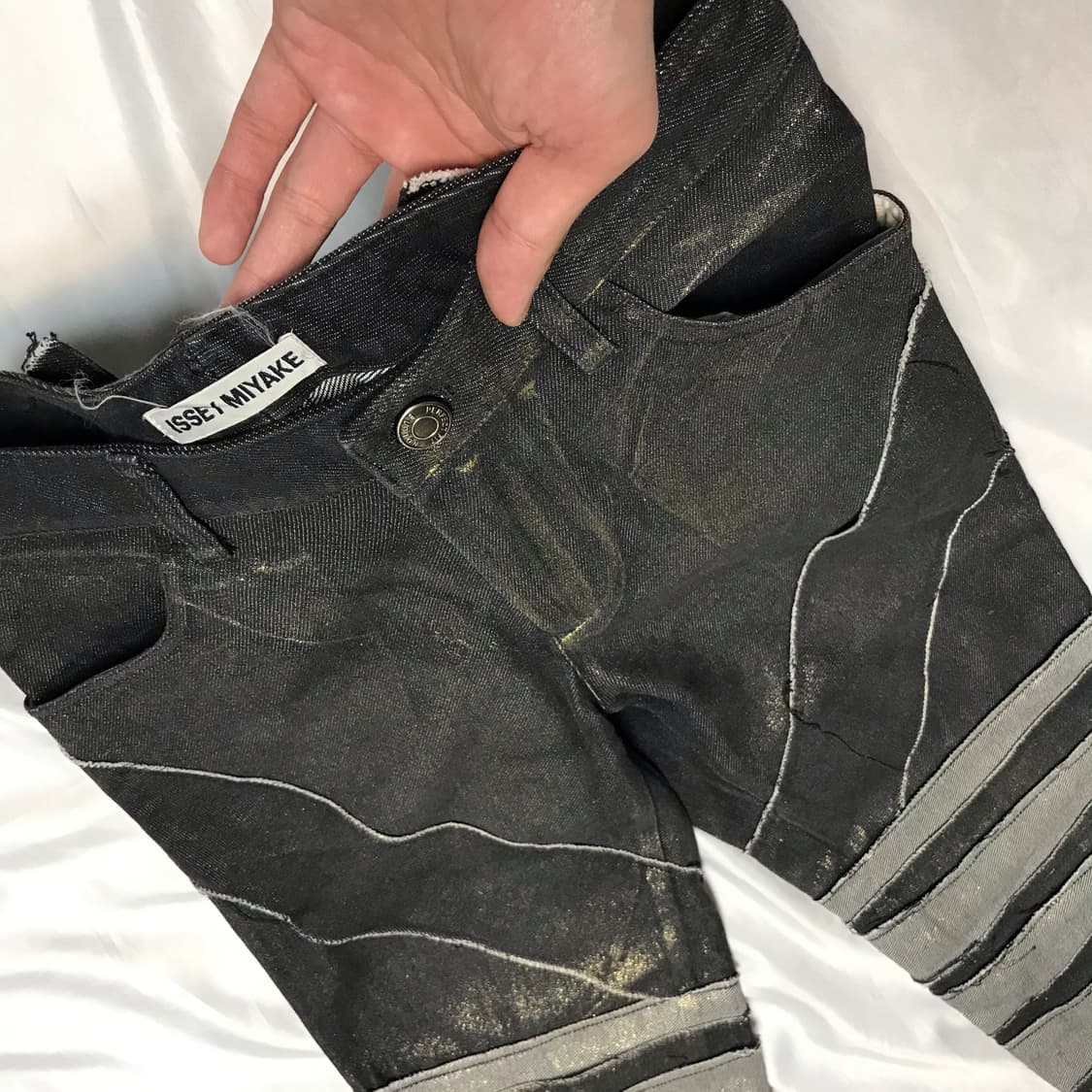 이세이미야케 02AW 레이어드 패치워크 코팅 데님 팬츠 상품이미지7