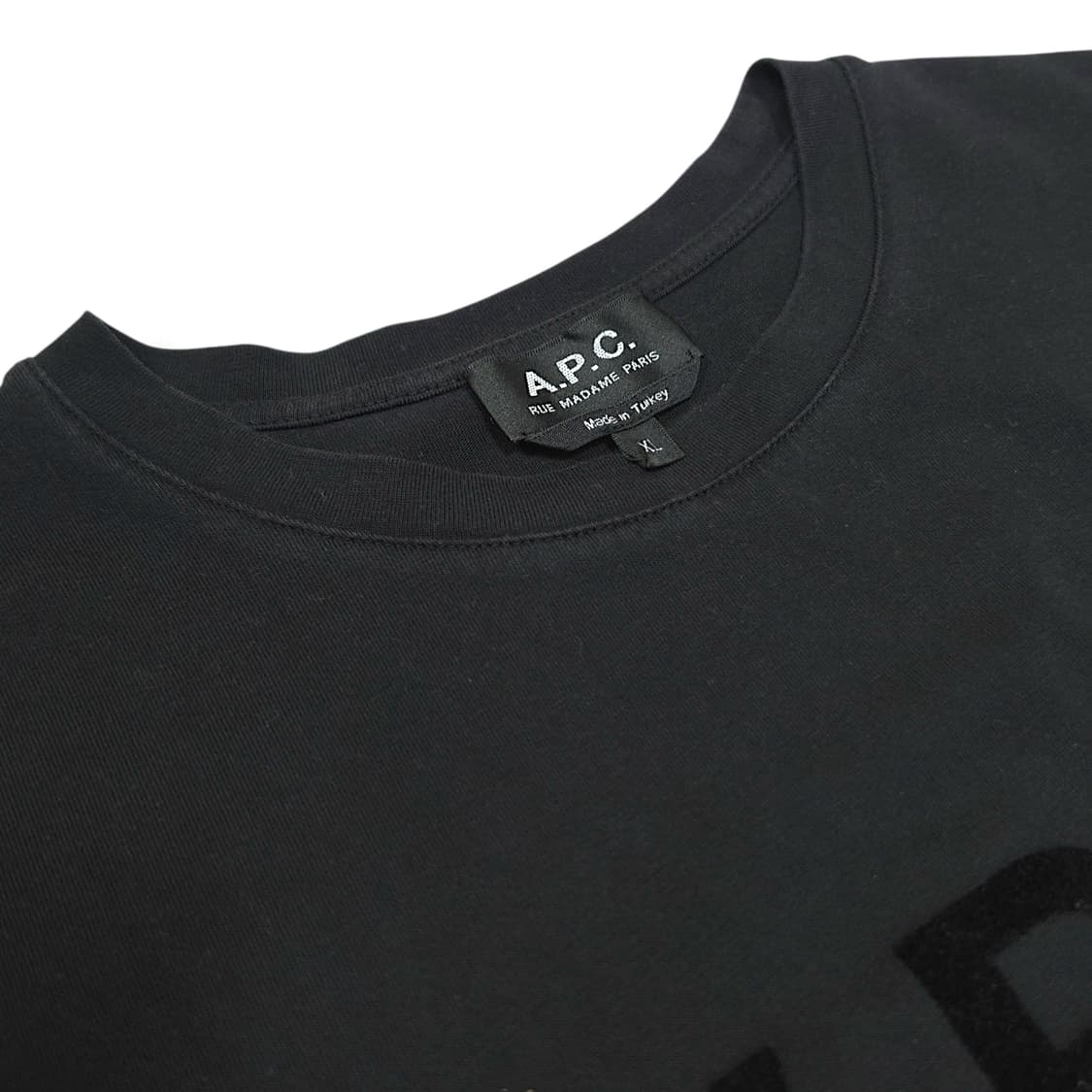 [XL] 아페쎄(A.P.C) 블랙 V.P.C 벨벳 플록 로고 반팔티셔츠 상품이미지7