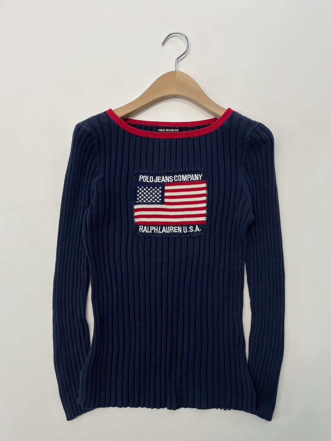 Polo 폴로 랄프로렌 진스 네이비컬러 성조기 슬리브 니트 상품이미지3