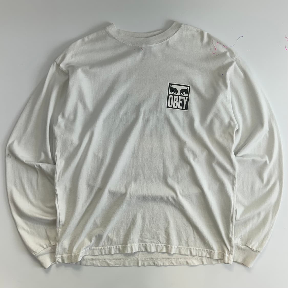 Obey 오베이 백 빅 로고 화이트 롱슬리브 상품이미지3