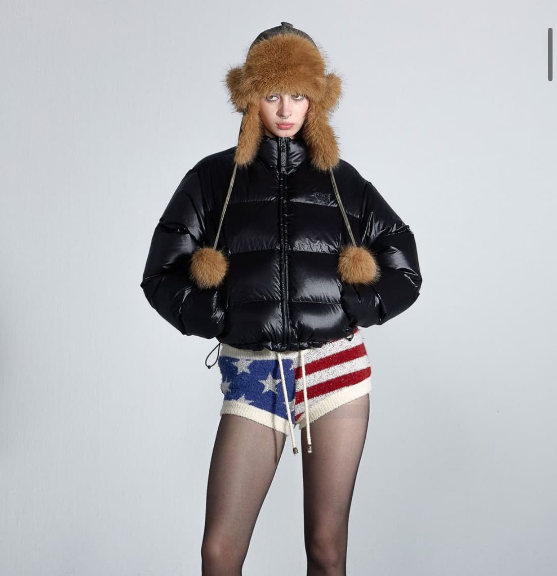 스컬프터 104 크롭 푸퍼 다운 숏패딩 블랙 S 상품이미지3