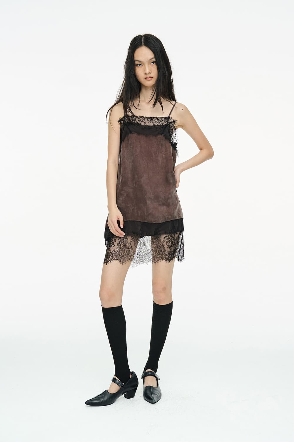 세릭 Cerric Lace Slip Dress / Brown 상품이미지1
