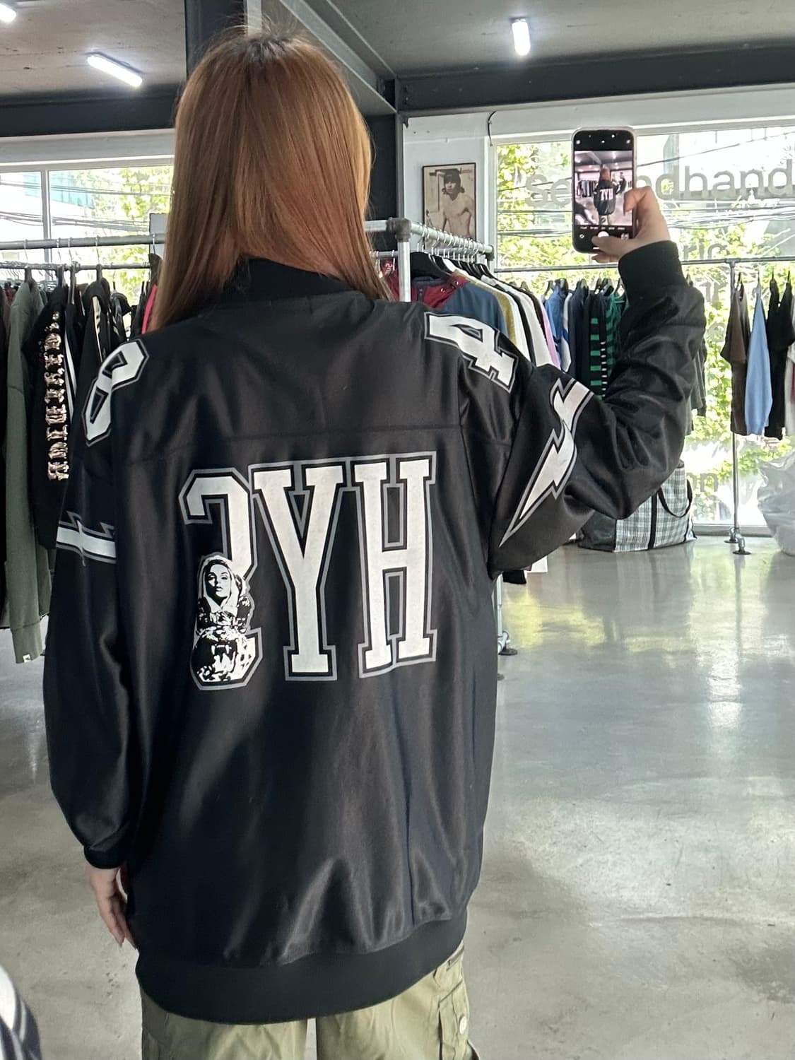 히스테릭글래머 HYS 넘버링 베이스볼 새틴자켓 상품이미지1