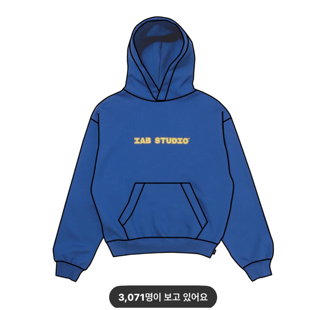 아이앱 스튜디오 스트레이트 로고 블루 후드티 상품이미지1