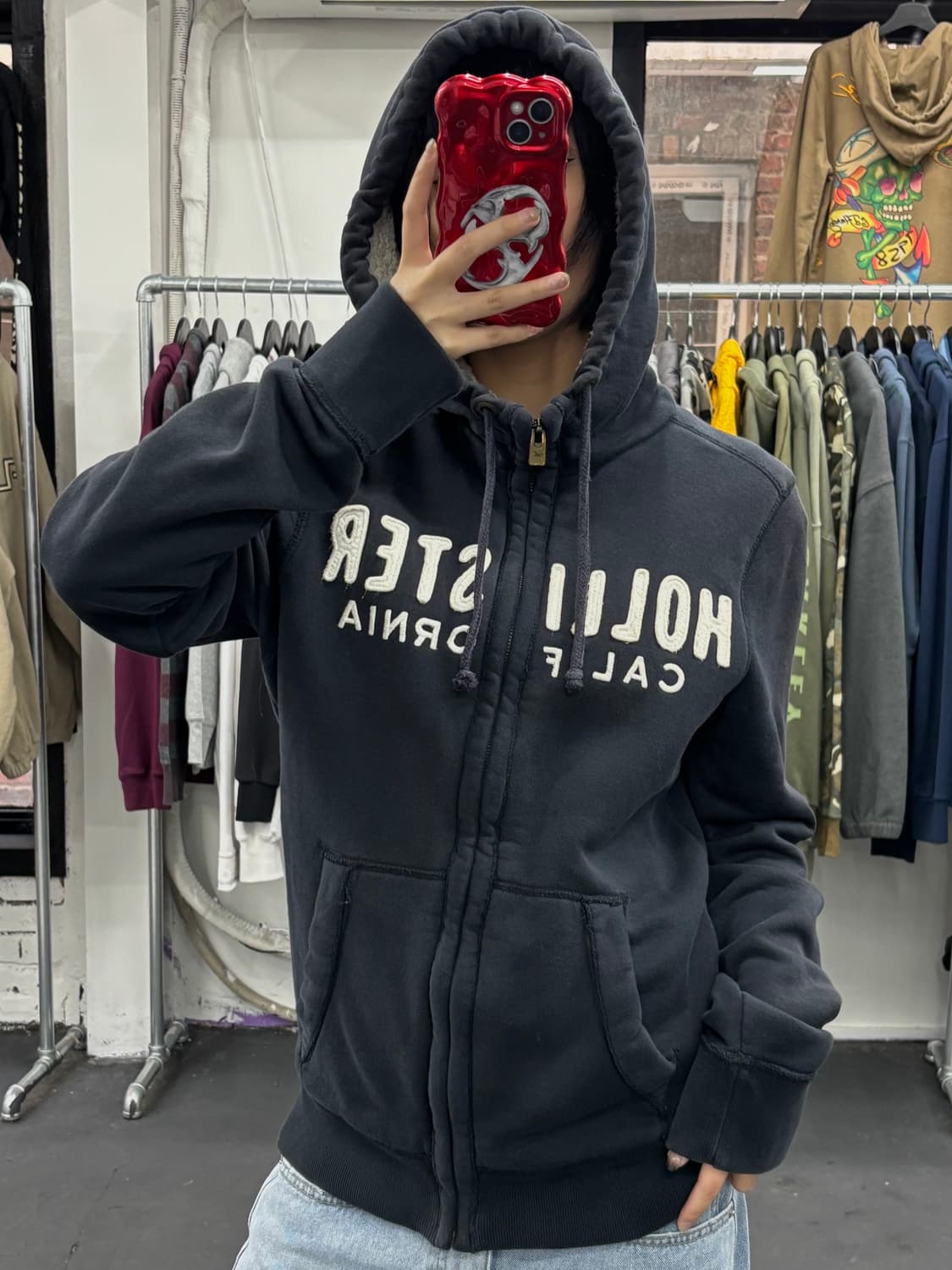 홀리스터 Y2K 네이비 후드집업 상품이미지1