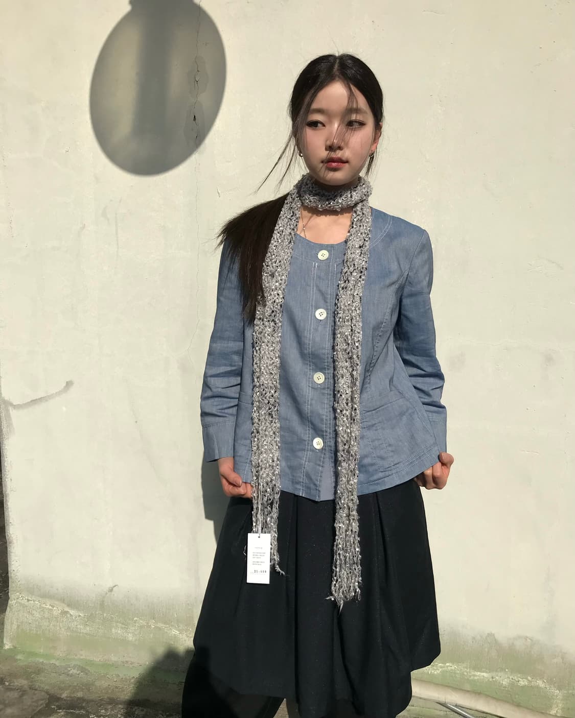 라이트 블루 버튼 자켓 블라우스  상품이미지2