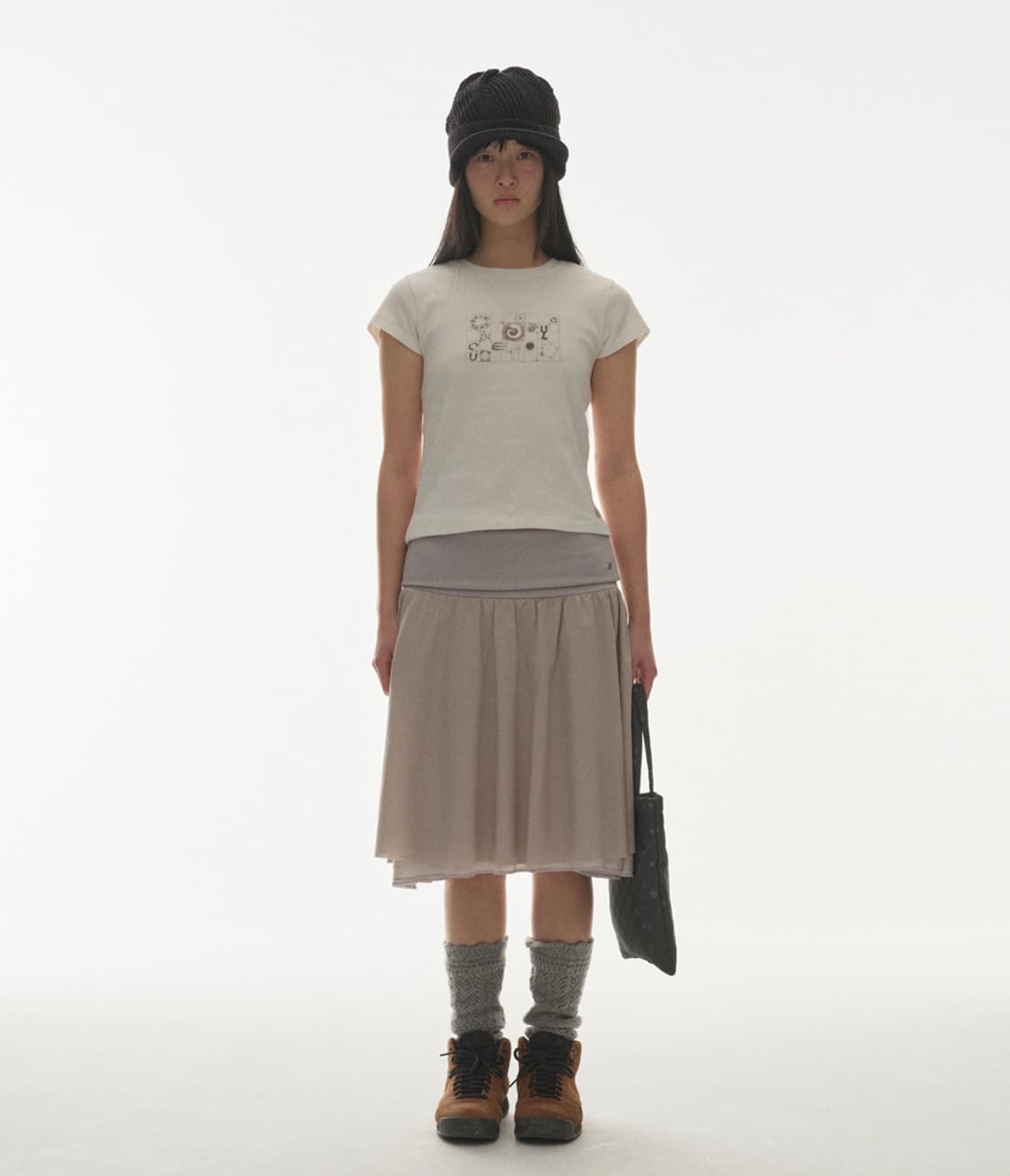 코이세이오 더블 셔링 미디 스커트 1사이즈 상품이미지2