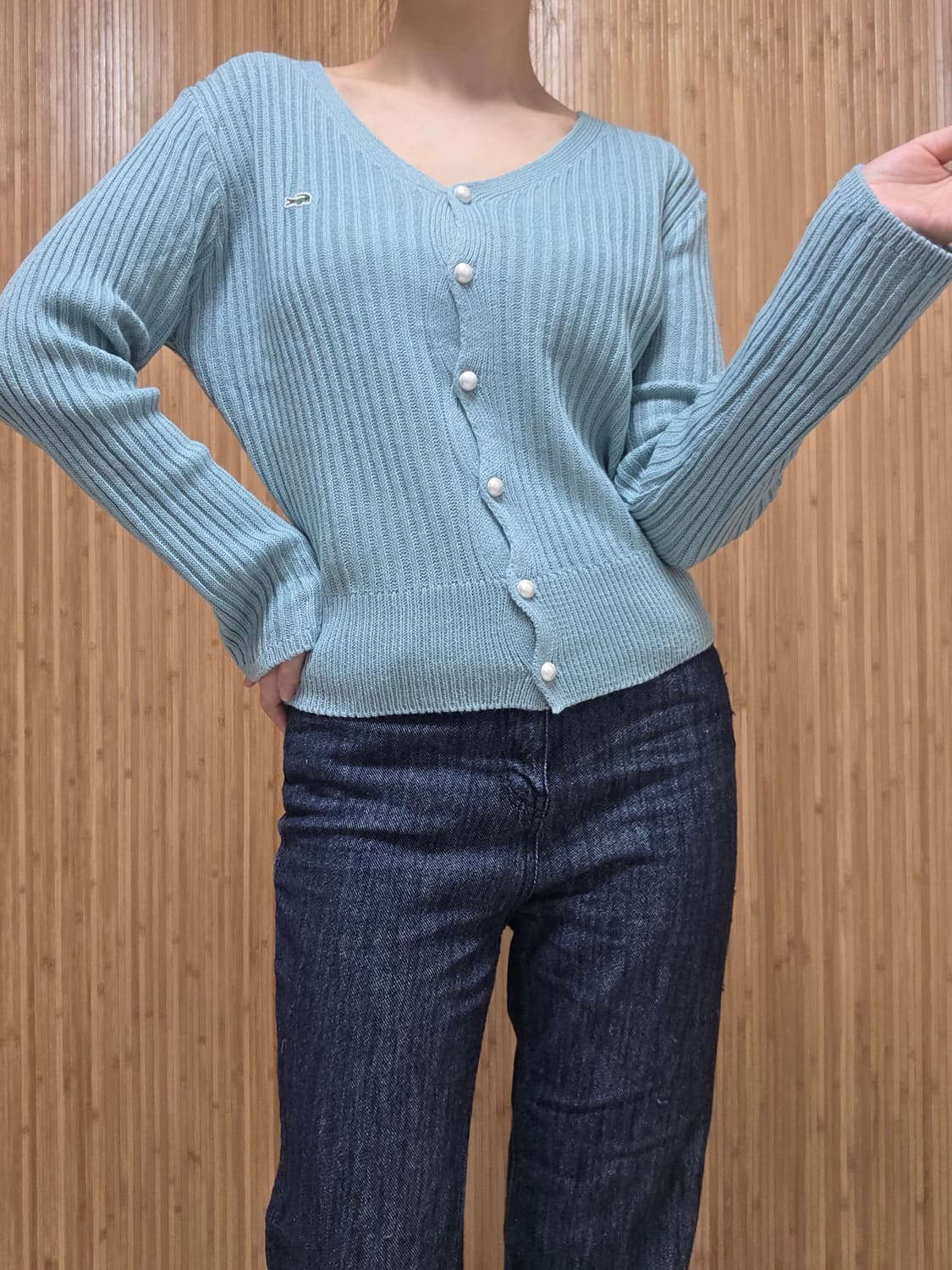 Lacoste / 진주버튼 민트 가디건 상품이미지5