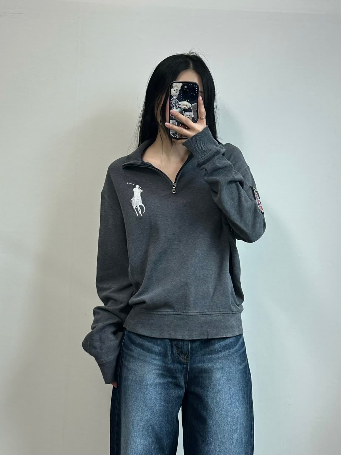 폴로 랄프로렌 빅포니 그레이 반집업 니트 상품이미지1