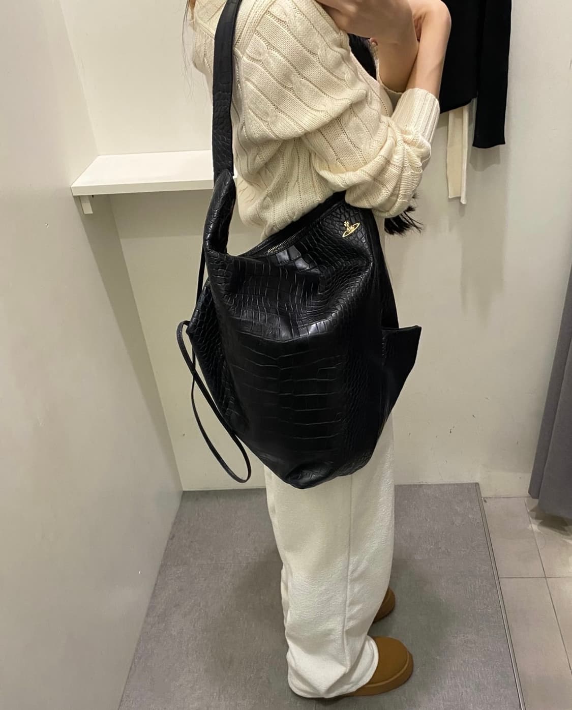 Rare 비비안웨스트우드 블랙 크로크 숄더백 상품이미지8