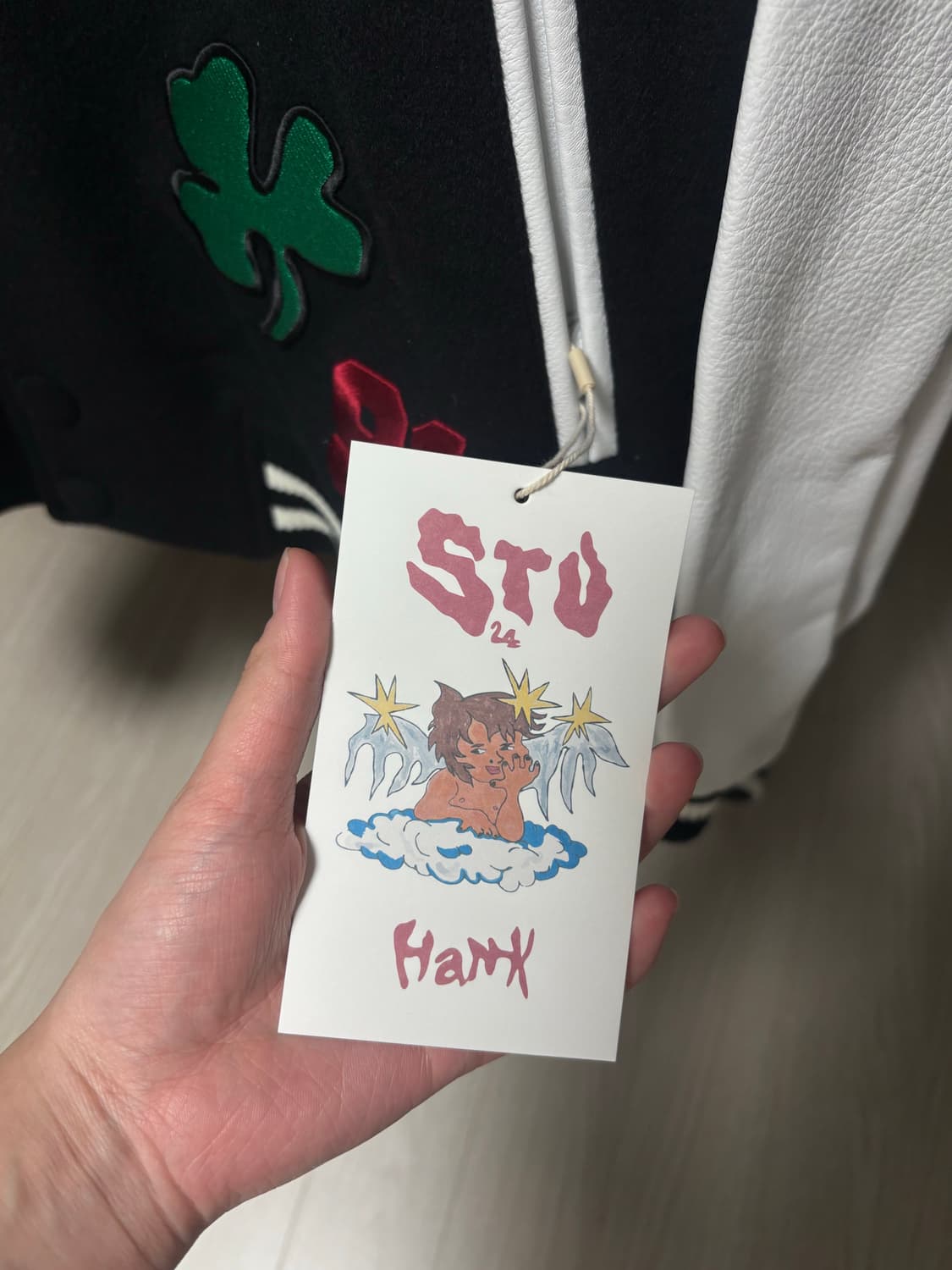 STU X HANK Varsity Jacket Black 상품이미지3