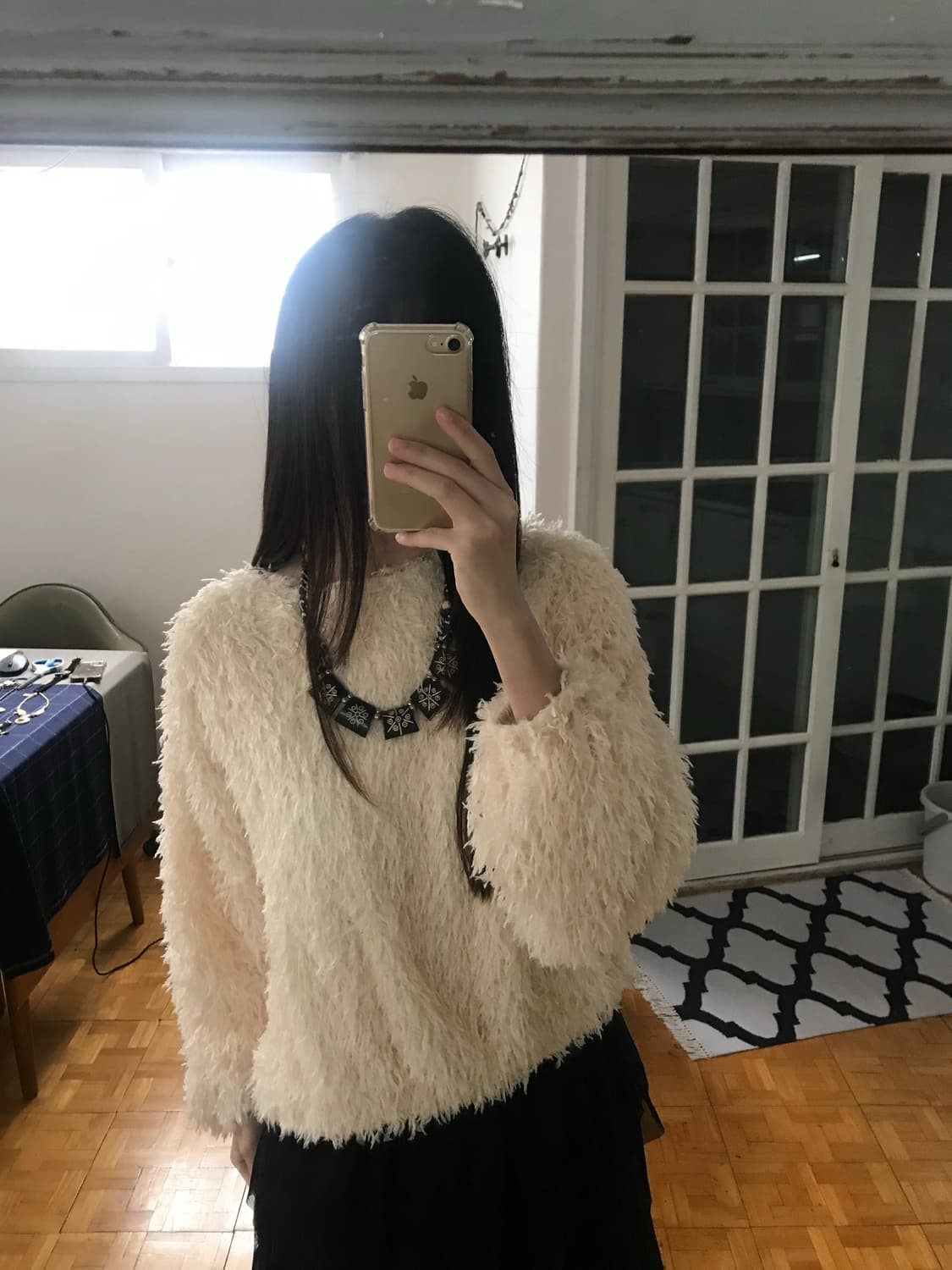 vintage ivory fur top 상품이미지2