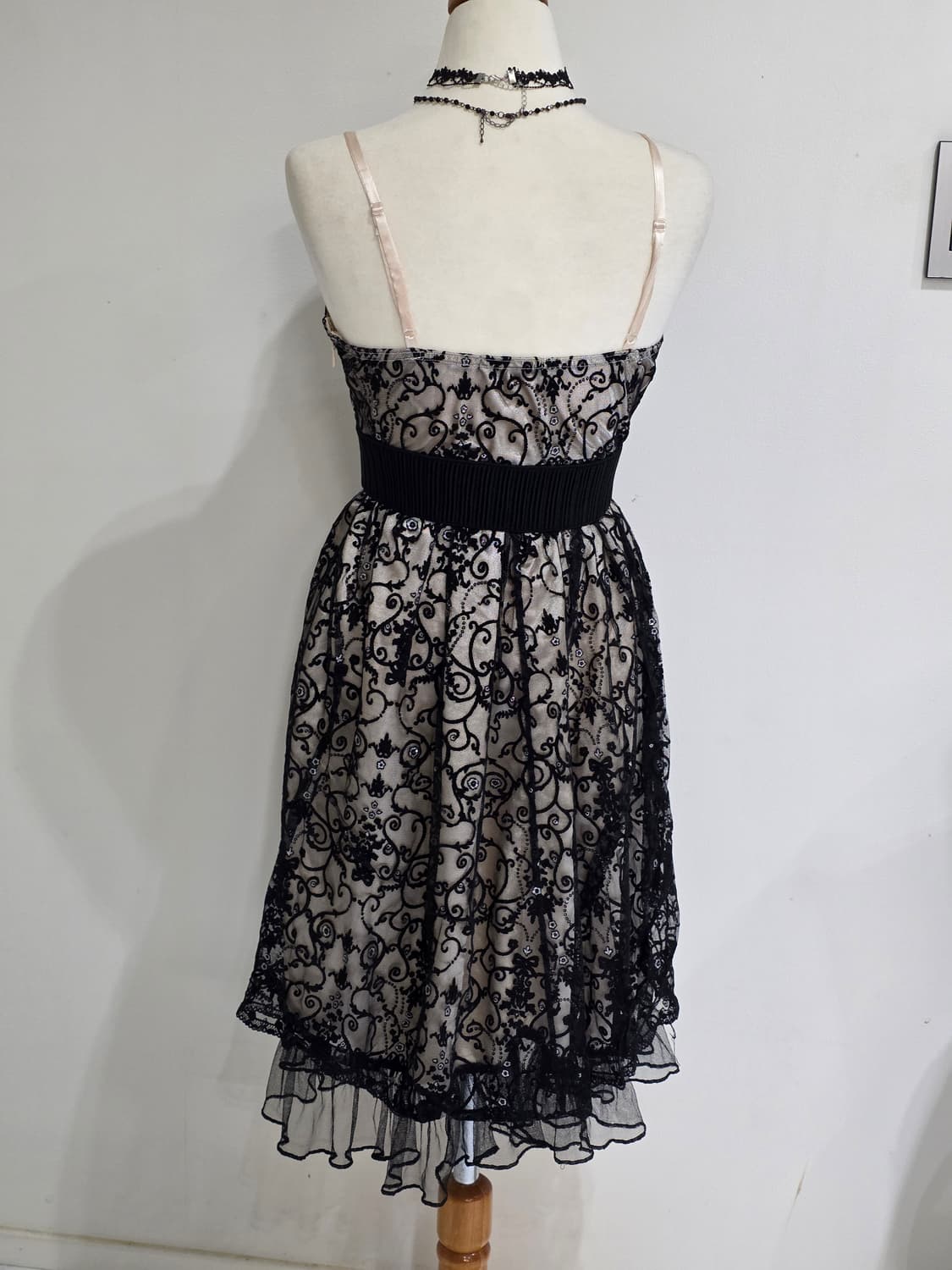 일본빈티지)로맨틱 고딕로리타 블랙레이스공겜여주 캉캉파티댄스갸루칵테일드레스 상품이미지2