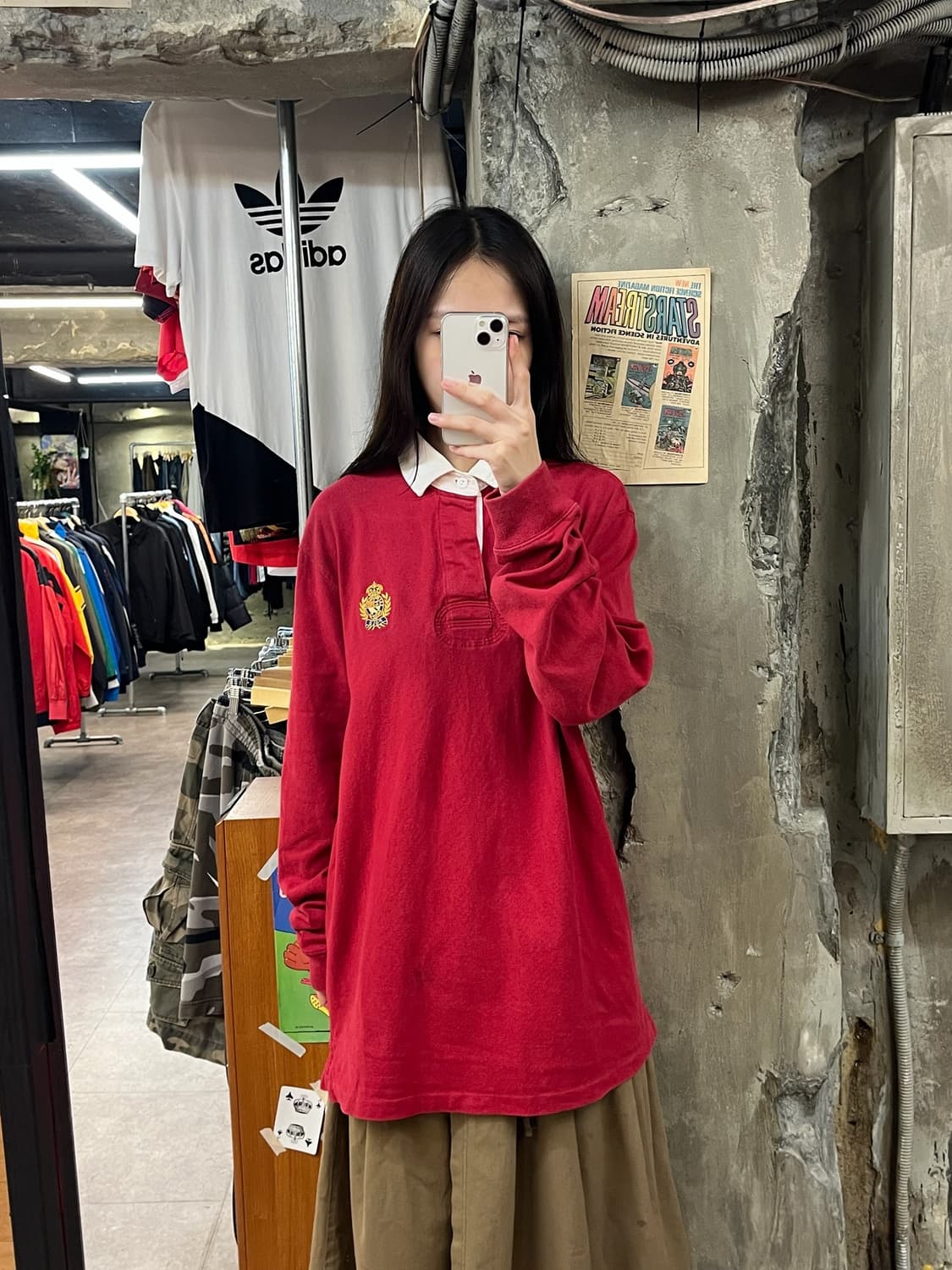 폴로 랄프로렌 럭비 카라티 레드 L #csz1053 상품이미지2