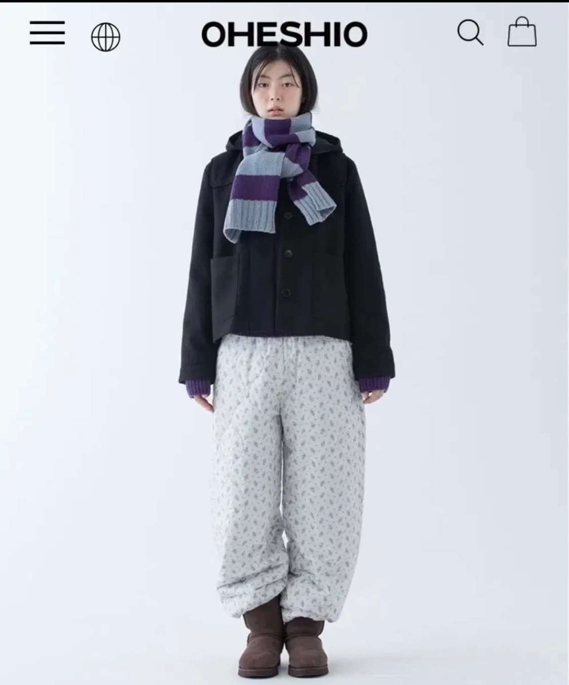 오헤시오 후디드 하프 코트 블랙 상품이미지6