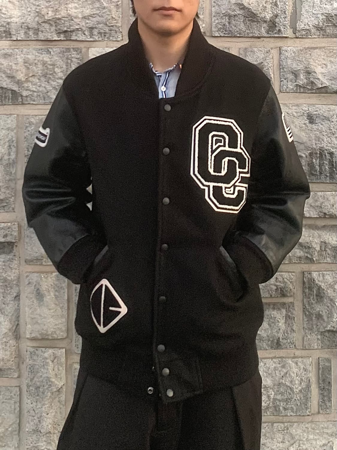 오프닝 세레모니 바시티 자켓 (black) 상품이미지2