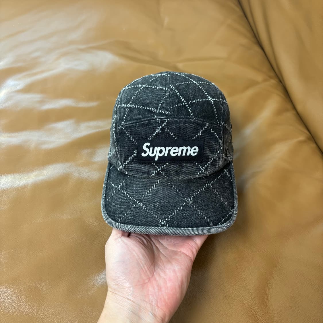 Supreme 슈프림 펀치드 데님 블랙 캠프캡 모자 Denim Black 상품이미지3