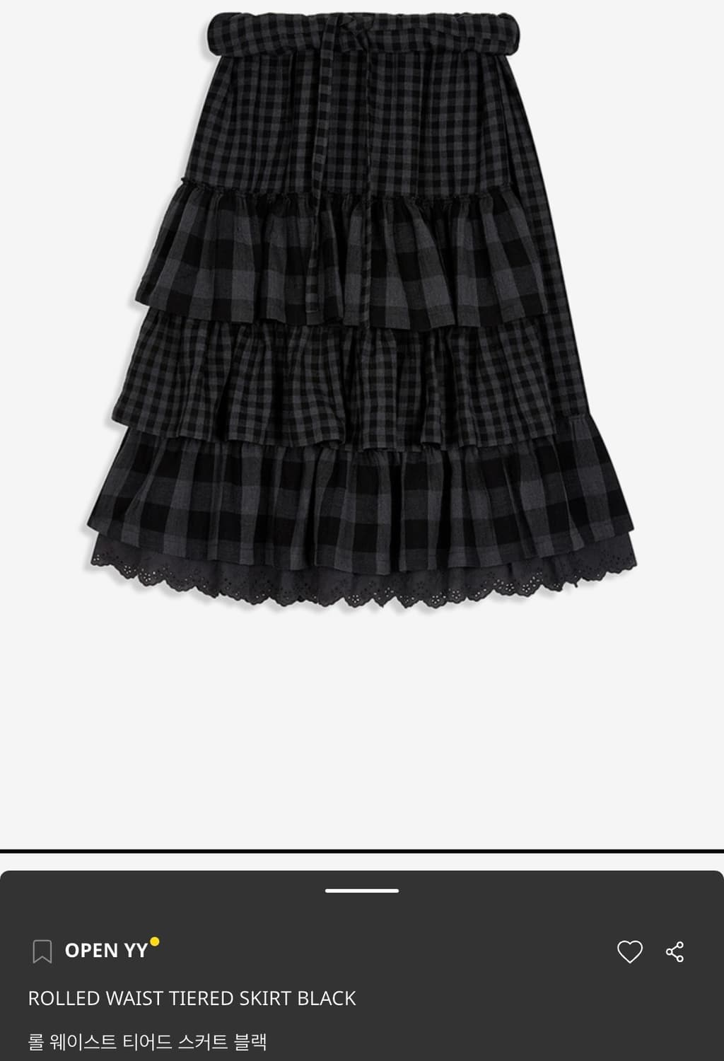 Openyy 체크스커트 구해요(롤웨이스트티어드 블랙) 상품이미지1