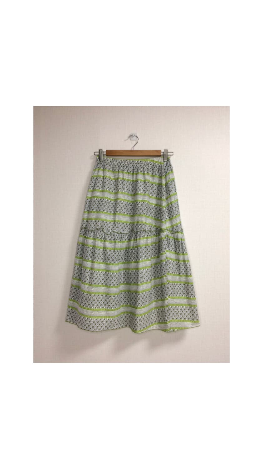 빈티지 그린 플라워 모리걸 밴딩 스커트 상품이미지1