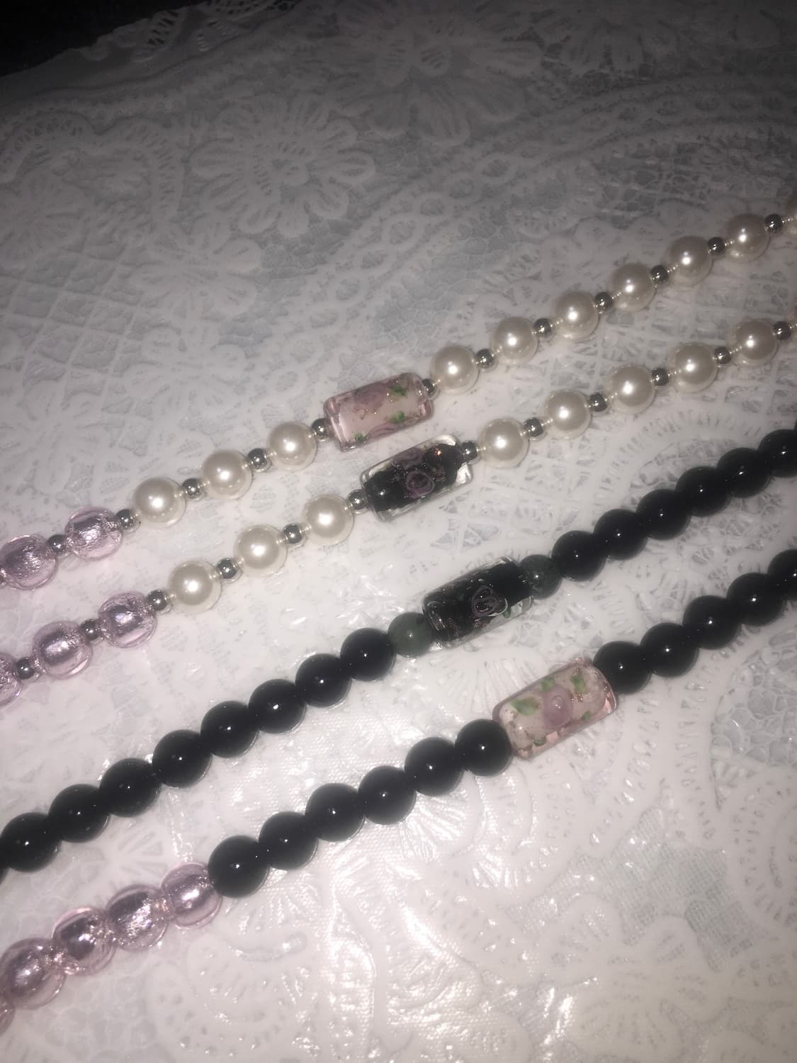 viburnum shop 오리엔탈 장미 목걸이(화이트/핑크) 상품이미지5