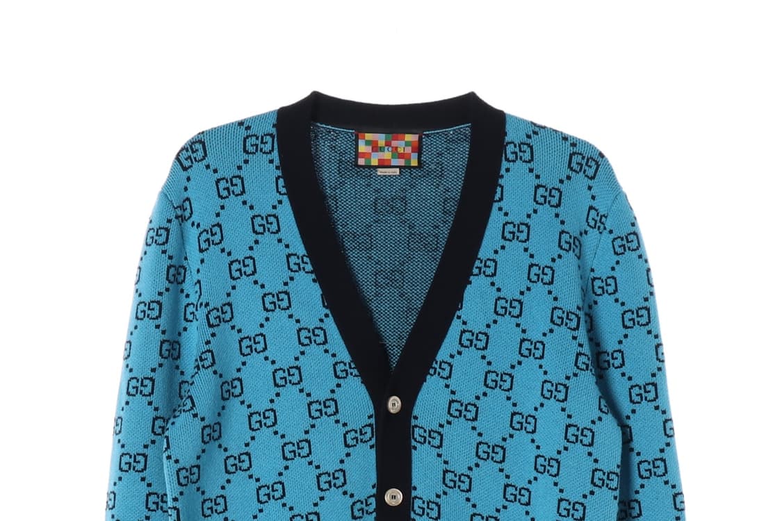 구찌 블루 GG 자카드 패턴  브이넥 울 니트 가디건 M
 상품이미지3