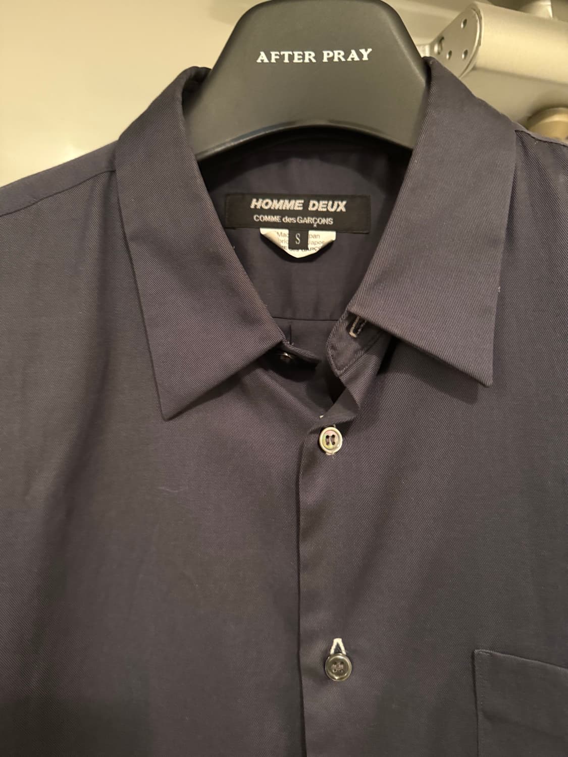 꼼데가르송 옴므 듀스 새틴 네이비 셔츠 상품이미지2