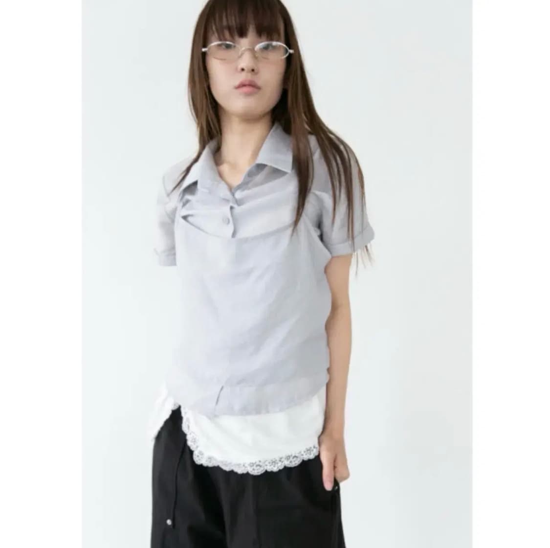 오무수희 silky layered half shirt 상품이미지5