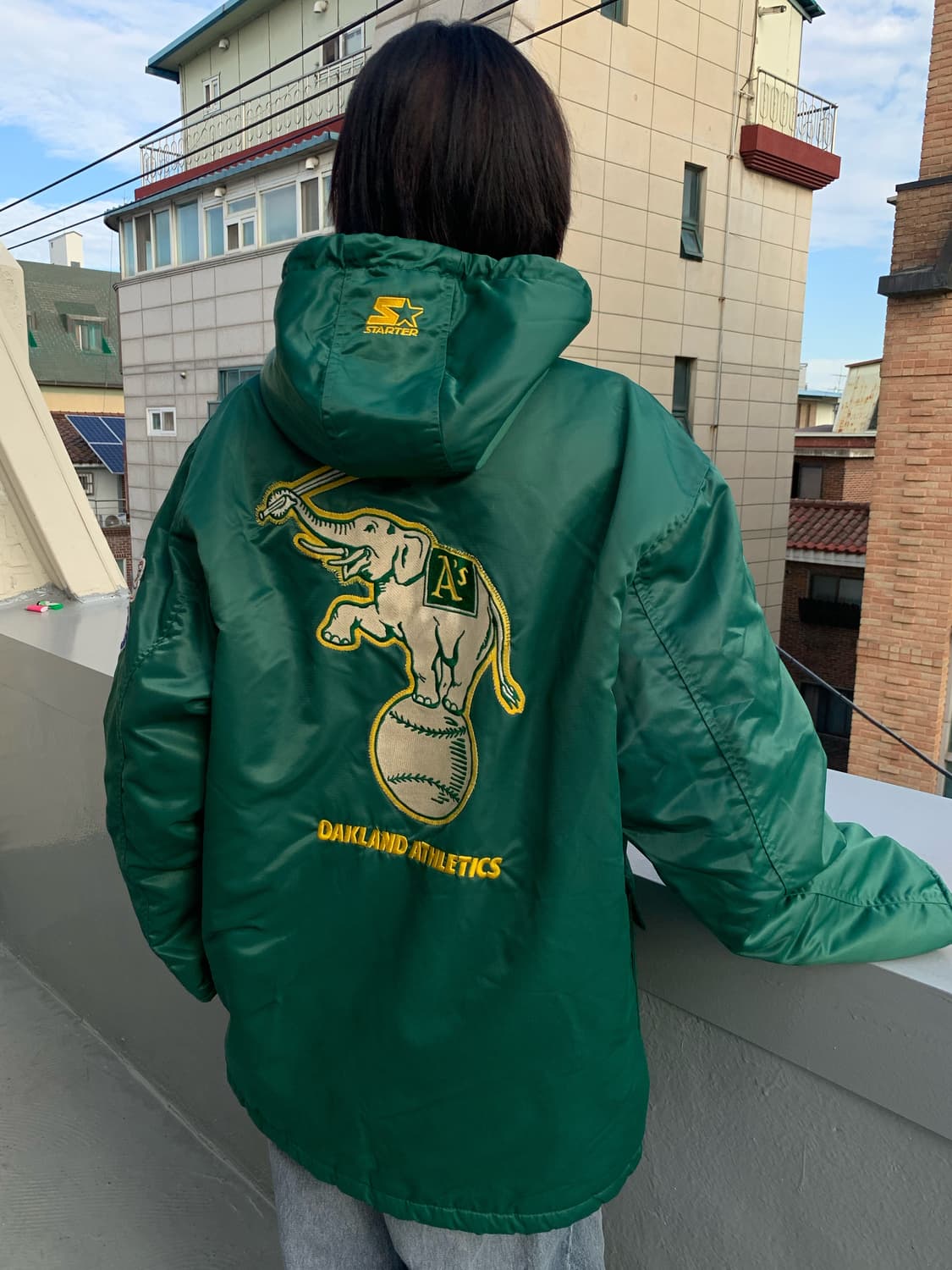 스타터 MLB 오클랜드 애슬레틱스 롱 자켓 상품이미지1